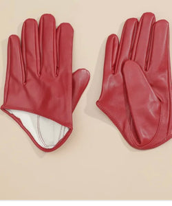 Red half hand gloves